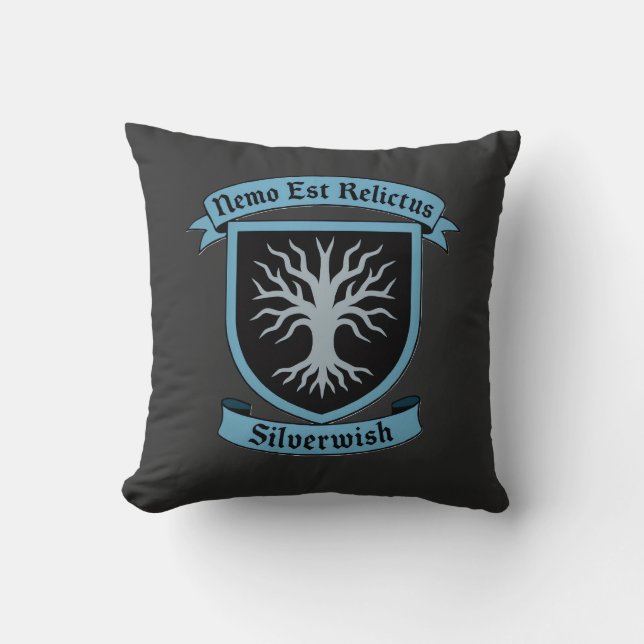 Silver Wish Guild crest & Moto Black&Blue Version  Cushion (Front)