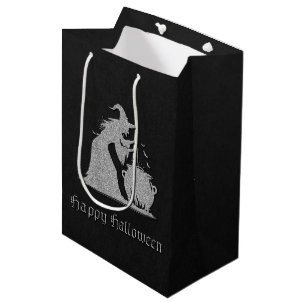 Silver Witch & Cauldron Halloween Medium Gift Bag