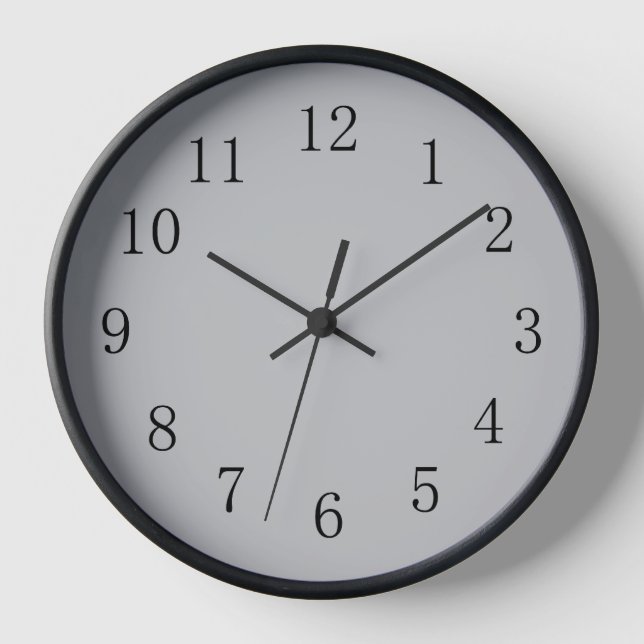 Silver with Black Frame Numbers & Hands Wall Clock (Front)