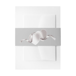 Silver with Silver Hearts Belly Bands Invitation Belly Band