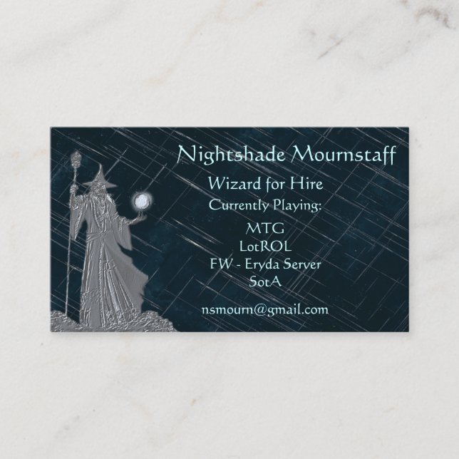 Silver Wizard on Night Sky Business Card (Front)