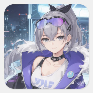 Silver Wolf fan art 1 Square Sticker