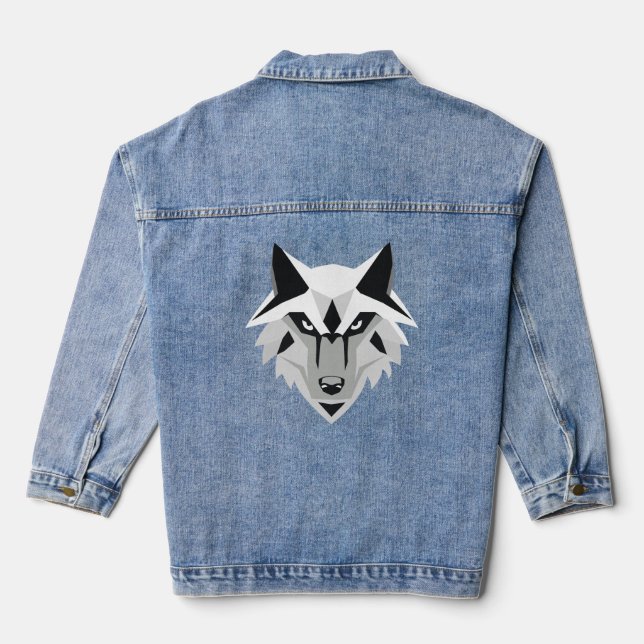 silver wolf head denim jacket (Back)
