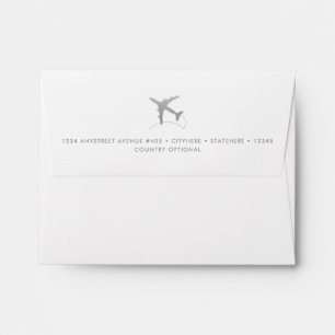 Silver World Map Aeroplane Destination Wedding RSV Envelope