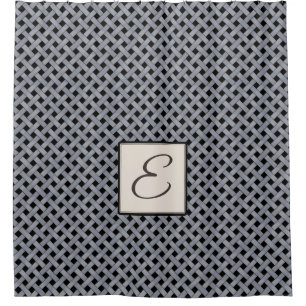 Silver Woven Rattan on Custom Colour with Monogram Shower Curtain