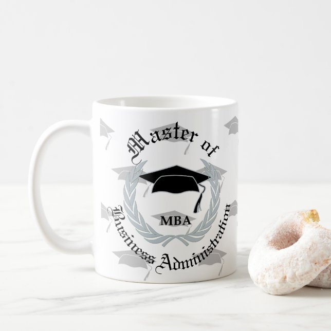 Silver Wreath Masters MBA Graduation Coffee Mug (With Donut)