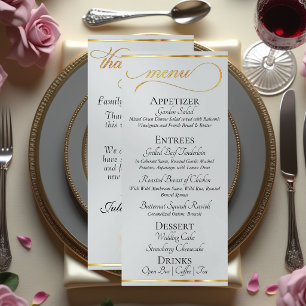 Silver - Wreath Monogram & Thank You Wedding Menu