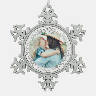 Silver Wreath Snowflake Pewter Christmas Ornament