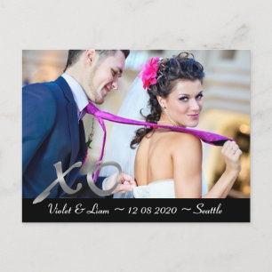 Silver XO's Save the Date Announcement Postcard