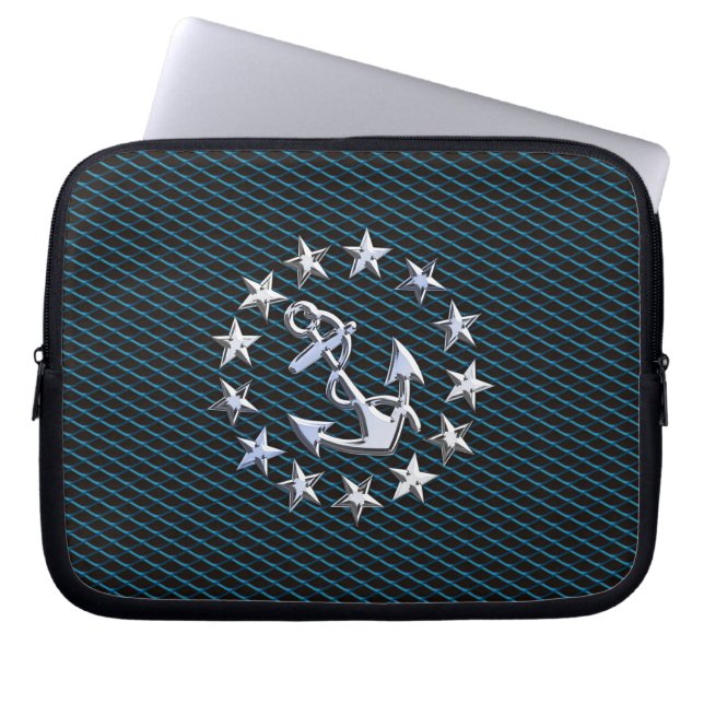 Silver Yacht Flag Laptop Sleeve (Front)