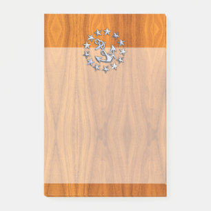 Silver Yacht Flag on Nautical Teak Wood Print Post-it Notes
