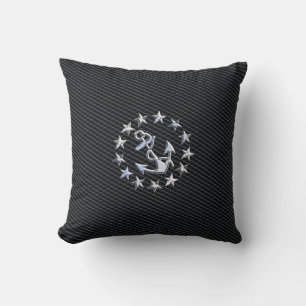 Silver Yacht Naval Flag on Charcoal Grille Cushion