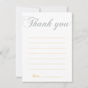 Silver & Yellow   Modern Girl Party Thank You Note Card
