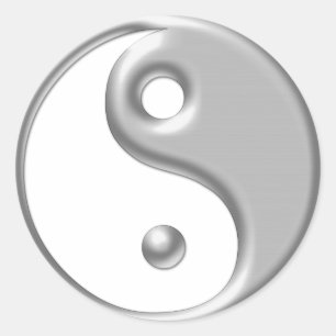Silver Ying Yang Classic Round Sticker