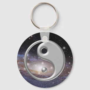 Silver Ying Yang Galaxy Space Key Ring