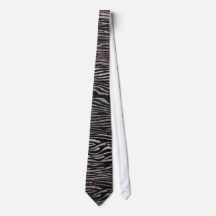 Silver zebra stripe pattern (faux glitter bling) tie