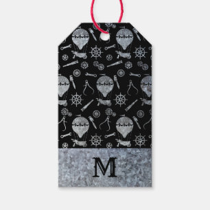 Silver Zinc Steampunk Balloons Monogram Gift Tags