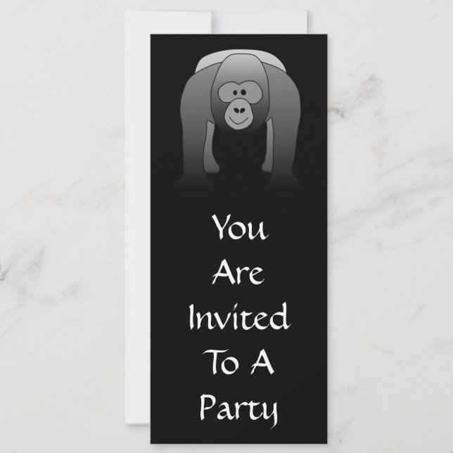 Silverback Gorilla Cartoon Invitation (Front)