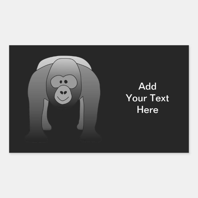 Silverback Gorilla Cartoon Rectangular Sticker (Front)