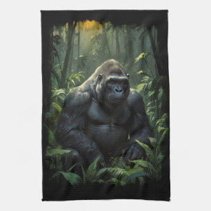 Silverback Gorilla in Rwandan Jungle Tea Towel