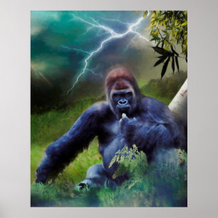 SILVERBACK GORILLA JUNGLE ENLIGHTENMENT POSTER