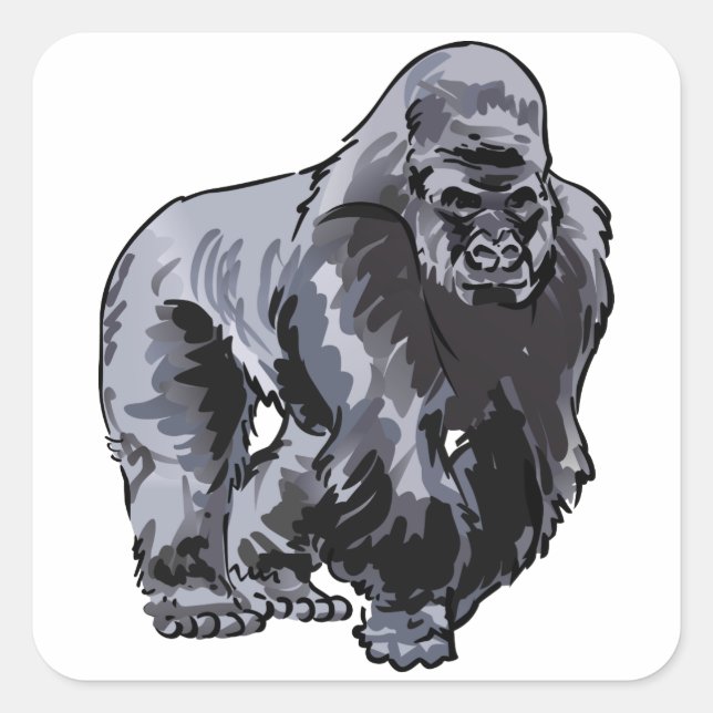 Silverback Gorilla Square Sticker (Front)