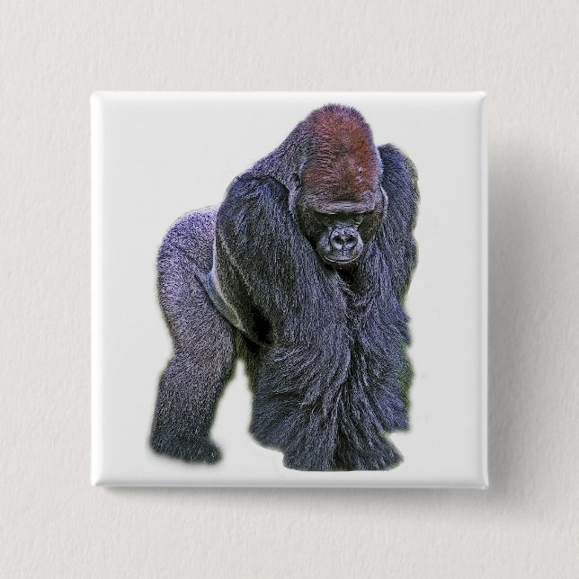 Silverback Gorilla, White Back (g2p2) 15 Cm Square Badge (Front)
