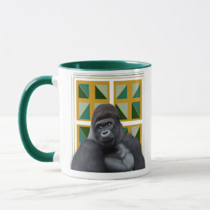 Silverback Gorilla Yellow and Green Geometric Mug