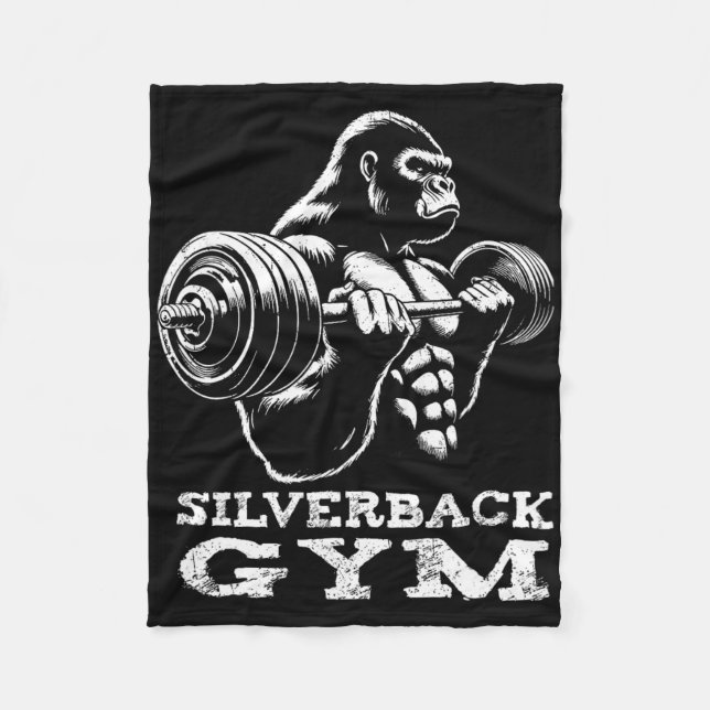 Silverback Gym Gorilla Weightlifting Workout Fitne Fleece Blanket (Front)