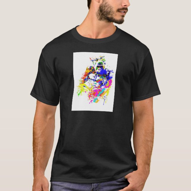 Silverback Lowland Gorilla Splatter Paint Effect T-Shirt (Front)
