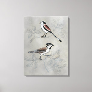 Silvered Aviary A Pair Canvas Print