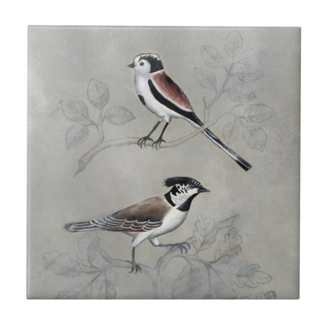Silvered Aviary | A Pair Ceramic Tile (Front)