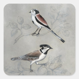 Silvered Aviary   A Pair Square Sticker