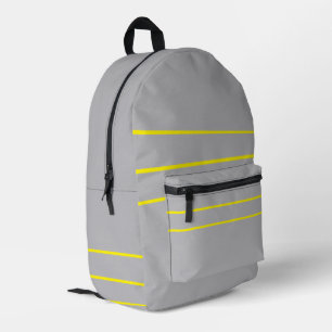 SilverGray With Yellow Printed Backpack