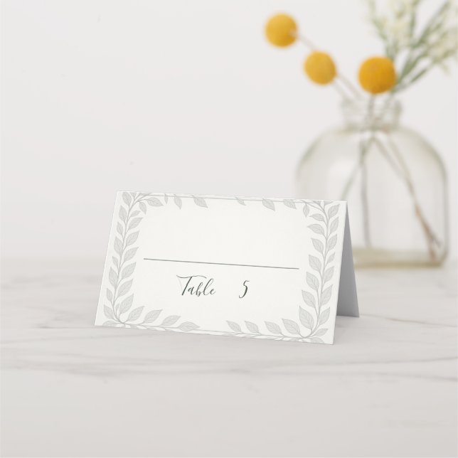 Silverleaf Elven Wedding – Leaf Wedding Place Card (Front)