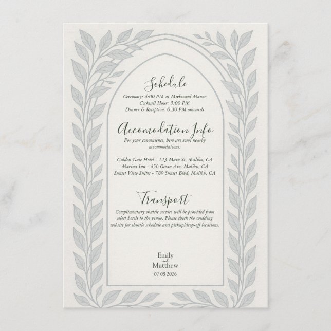 Silverleaf Elven Wedding – Woodland Theme Enclosure Card (Front)