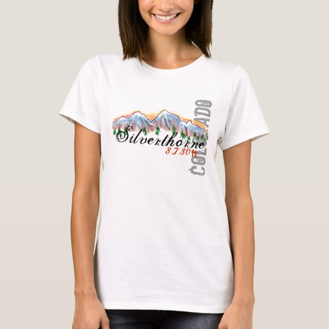 Silverthorne Colorado elevation ladies tee (Front)