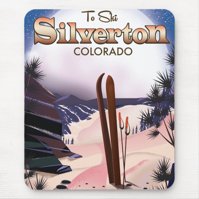 Silverton Colorado ski poster Mouse Pad (Front)
