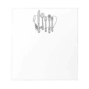 Silverware Black White Design Notepad