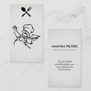 Silverware Chef Serving Platter Business Card