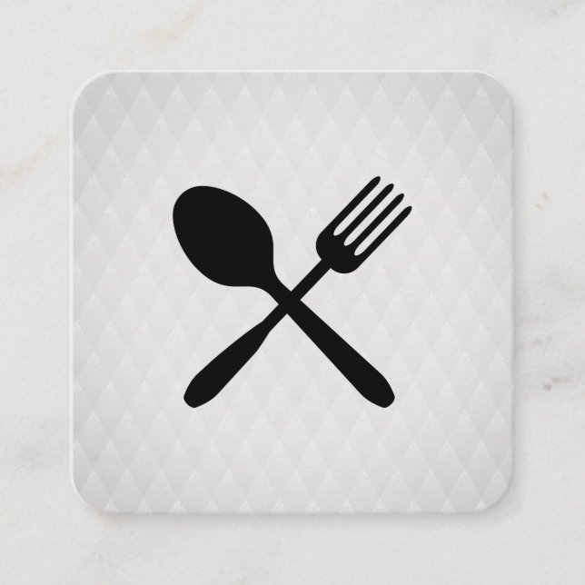 Silverware Chic Diamond Pattern Square Business Card (Front)