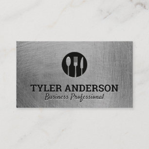 Silverware Logo Metallic Brushed Texture Business Card