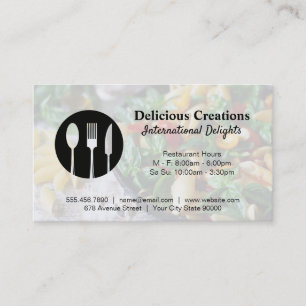 Silverware Logo Pasta Salad Background Business Card