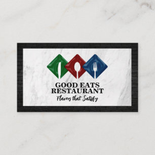 Silverware Restaurant Logo   Marble   Brick Business Card