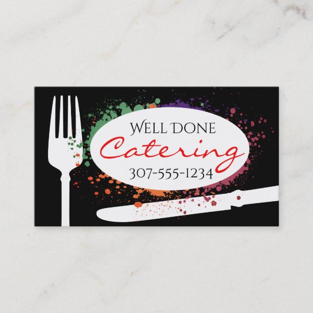 Silverware splash chef catering business cards (Front)