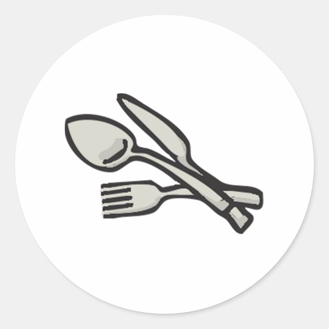 Silverware Utensils Classic Round Sticker (Front)