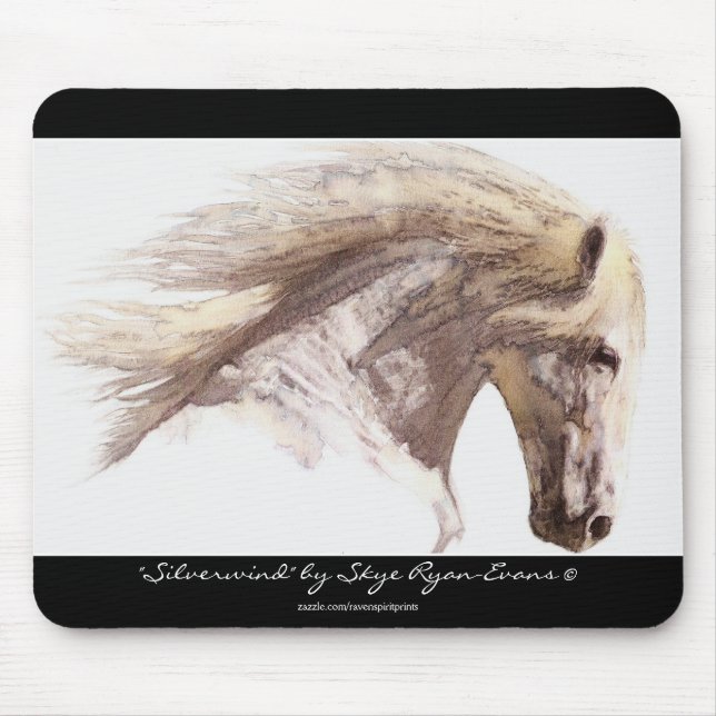 "SILVERWIND" Stallion Horse Lover's Mousepad (Front)
