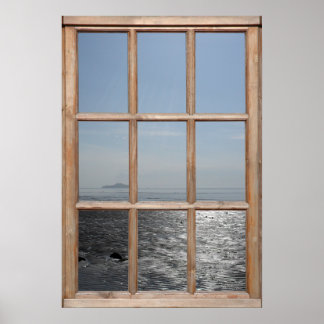 Silvery Beach View from a Window Poster
