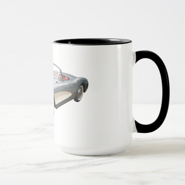 Silvery blue 1959 Corvette on coffee mug (Right)
