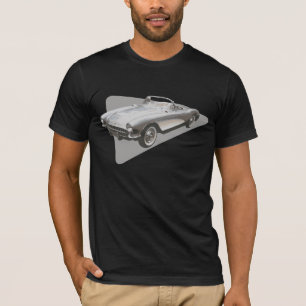 Silvery blue 1959 Corvette on silver foil on dark T-Shirt